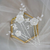 Crystal Ceram Flower Pearls Bridal Hair Pin Wedding Hair Sticker