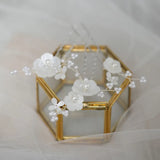 Crystal Ceram Flower Pearls Bridal Hair Pin Wedding Hair Sticker