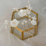 Crystal Ceram Flower Pearls Bridal Hair Pin Wedding Hair Sticker