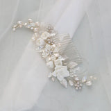 Freshwater Pearls Ceram Flower Bridal Hair Comb Wedding Headdress Hair Accessory