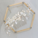 Freshwater Pearls Ceram Flower Bridal Hair Comb Wedding Headdress Hair Accessory