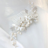 Freshwater Pearls Ceram Flower Bridal Hair Comb Wedding Headdress Hair Accessory