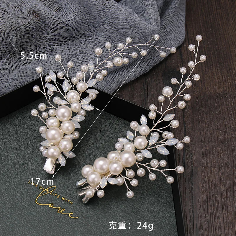 Opal Crystal Rhinestones Bridal Hair Clip Set Wedding Hair accessories