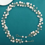 Crystal Pearls Bridal Tiara Headband Hair Vine Wedding Headpieces