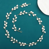 Crystal Pearls Bridal Tiara Headband Hair Vine Wedding Headpieces