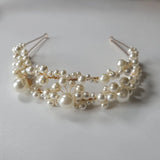 Crystal Pearls Bridal Tiara Headband Hair Vine Wedding Headpieces