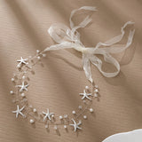 Crystal Pearls Starfish Bridal Headband Hair Vine Wedding Headpieces