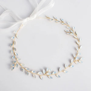 Opal Crystal Bridal Headband Hair Vine Wedding Headpiece