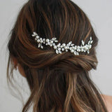 Silver Crystal Rhinestones Pearls Bridal Hair Vine Bridal Headband