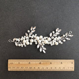 Silver Crystal Rhinestones Pearls Bridal Hair Vine Bridal Headband