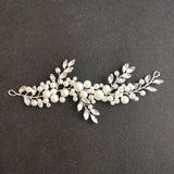 Silver Crystal Rhinestones Pearls Bridal Hair Vine Bridal Headband