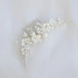 Simulated Pearls Ceram Flower Bridal Hair Comb Wedding Headdress