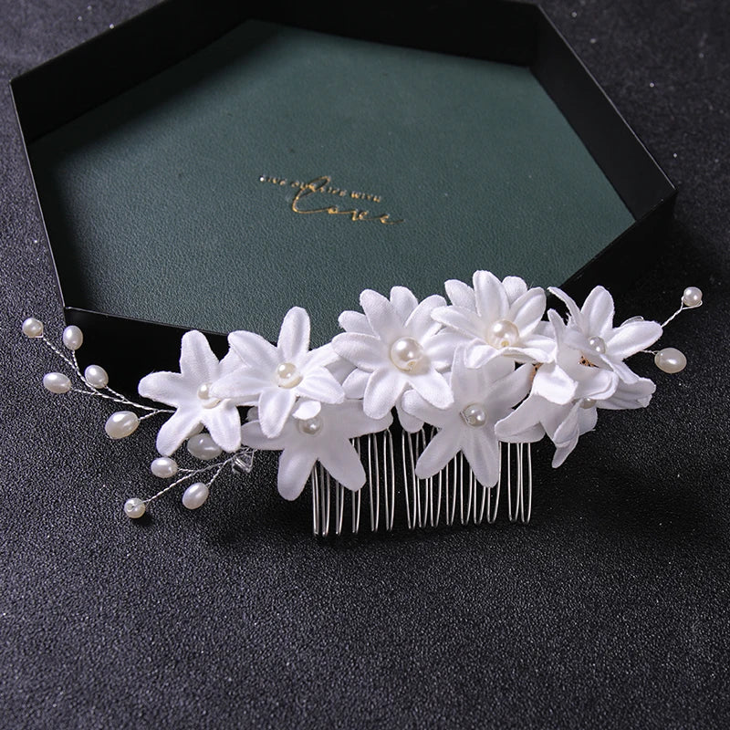 Crystal Rhinestone Flower Wedding Hair Comb Bridal Headdress