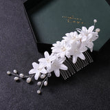 Crystal Rhinestone Flower Wedding Hair Comb Bridal Headdress