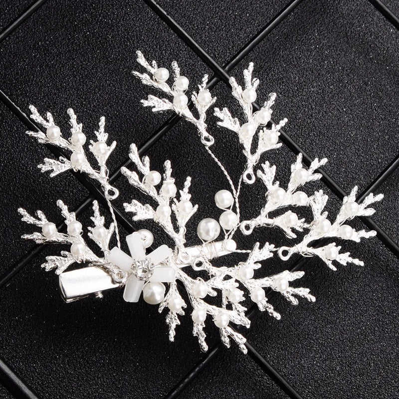 Floralbride Crystal Pearls Wedding Hair Clip Barrettes Bridal Headpiece