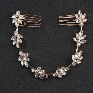 Rhinestone Crystal Bridal Headband Hair Comb Chain Wedding Accessories