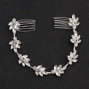 Rhinestone Crystal Bridal Headband Hair Comb Chain Wedding Accessories
