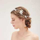 Wired Rhinestone Crystal Pearls Bridal Headband