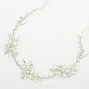 Wired Rhinestone Crystal Pearls Bridal Headband