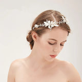 Wired Rhinestone Crystal Pearls Bridal Headband