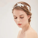 Wired Rhinestone Crystal Pearls Bridal Headband