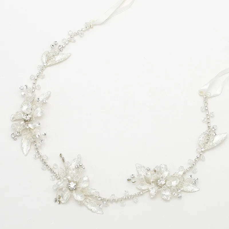 Wired Rhinestone Crystal Pearls Bridal Headband