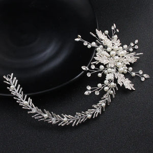 Rhinestone Crystal Pearl Wedding Tiara Headband Bridal Hair Vine