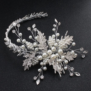 Rhinestone Crystal Pearl Wedding Tiara Headband Bridal Hair Vine