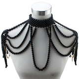 Florosy Bead Chain Simulated Pearl Necklace Body Jewelry for Women