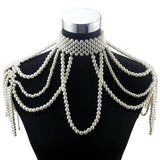 Florosy Bead Chain Simulated Pearl Necklace Body Jewelry for Women