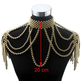 Florosy Bead Chain Simulated Pearl Necklace Body Jewelry for Women
