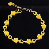 18K Flower Bracelet Men Women Wedding Engagement Jewelry