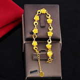 18K Flower Bracelet Men Women Wedding Engagement Jewelry