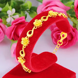 18K Flower Bracelet Men Women Wedding Engagement Jewelry