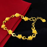 18K Flower Bracelet Men Women Wedding Engagement Jewelry