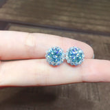 Aquamarine CZ Stud Earring 925 Sterling Silver Jewelry