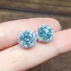 Aquamarine CZ Stud Earring 925 Sterling Silver Jewelry