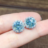 Aquamarine CZ Stud Earring 925 Sterling Silver Jewelry