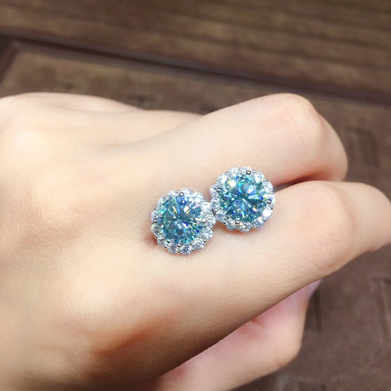 Aquamarine CZ Stud Earring 925 Sterling Silver Jewelry
