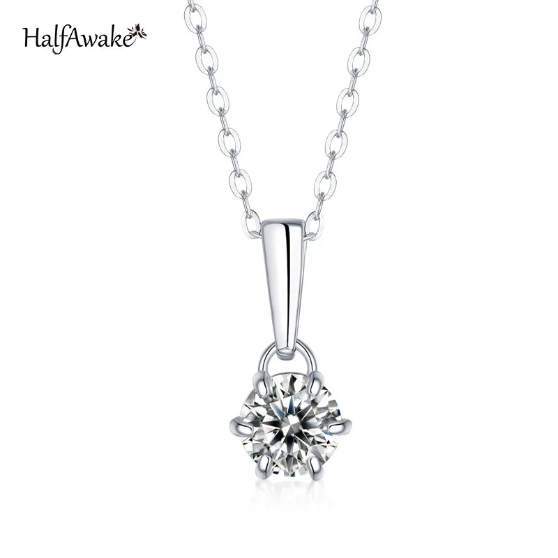 D Moissanite Necklace S925 Silver Neck Chain Diamond Pendant