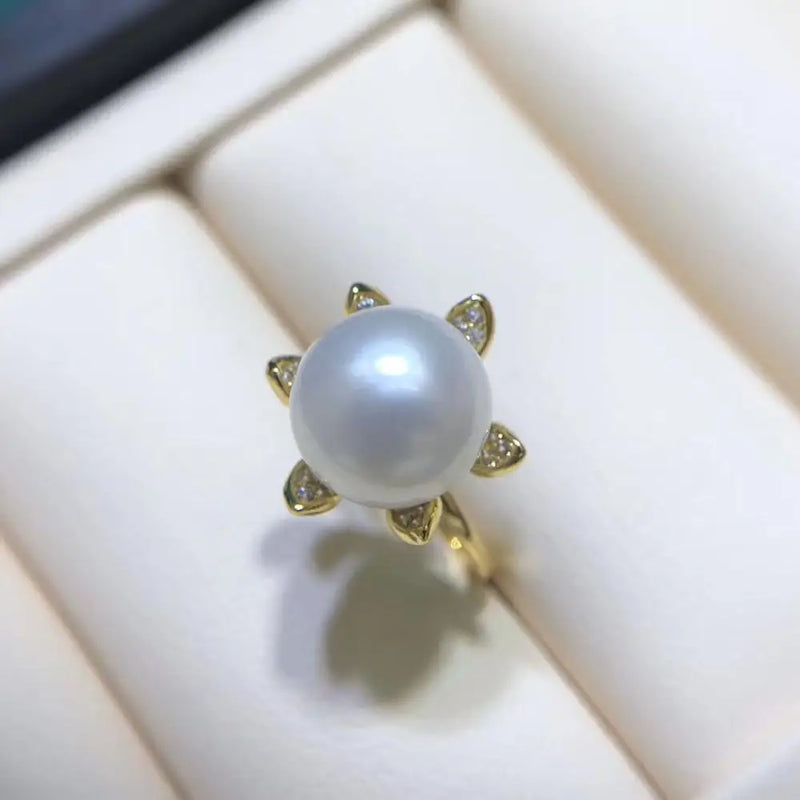 Flower 925 Sterling Silver Ring Adjustable Setting for Pearls
