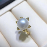 Flower 925 Sterling Silver Ring Adjustable Setting for Pearls