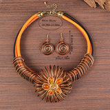 Flower African Women Necklace Earrings Jewelry Sets