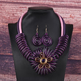 Flower African Women Necklace Earrings Jewelry Sets