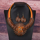 Flower African Women Necklace Earrings Jewelry Sets