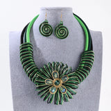 Flower African Women Necklace Earrings Jewelry Sets