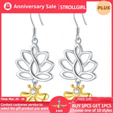 Flower Animal Bee Hoop Earrings - 925 Sterling Silver Jewelry