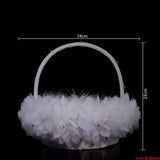 Wedding Flower Basket with Rhinestone Lace Ostrich Fluff