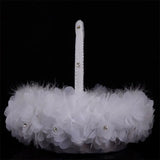 Wedding Flower Basket with Rhinestone Lace Ostrich Fluff