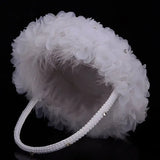 Wedding Flower Basket with Rhinestone Lace Ostrich Fluff